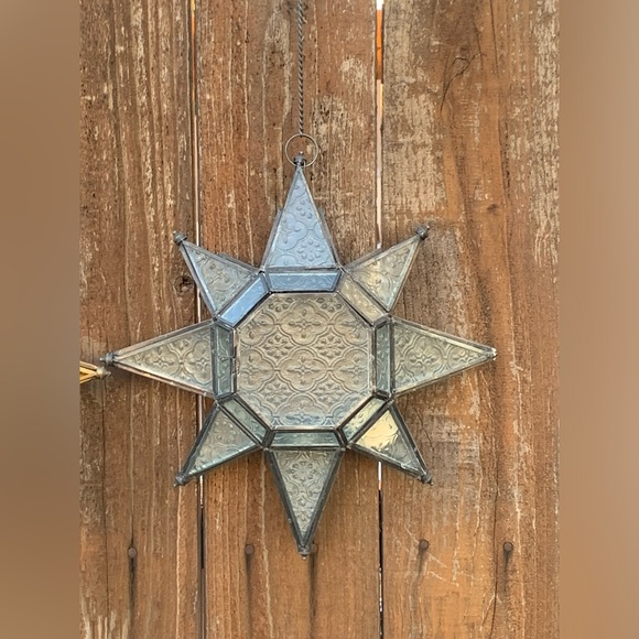 Vintage Large 12” Moroccan Star Textured Glass Tealight Candle Holder (Unused) - Picture 10 of 12